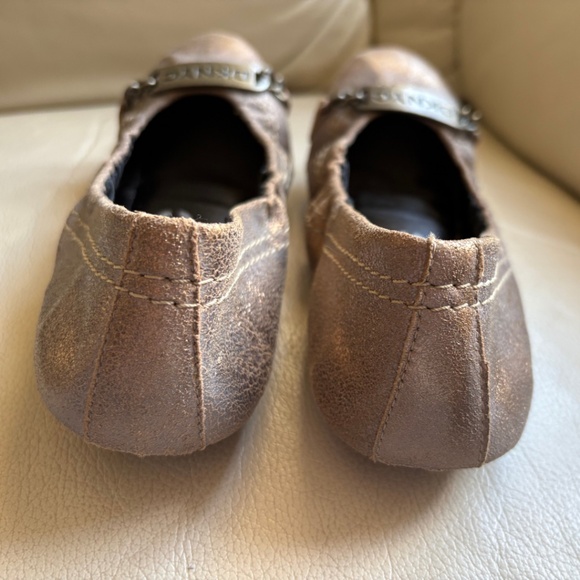 DKNYC Metallic Bronze Ballet Flats with Logo Chain Detail - Picture 5 of 8